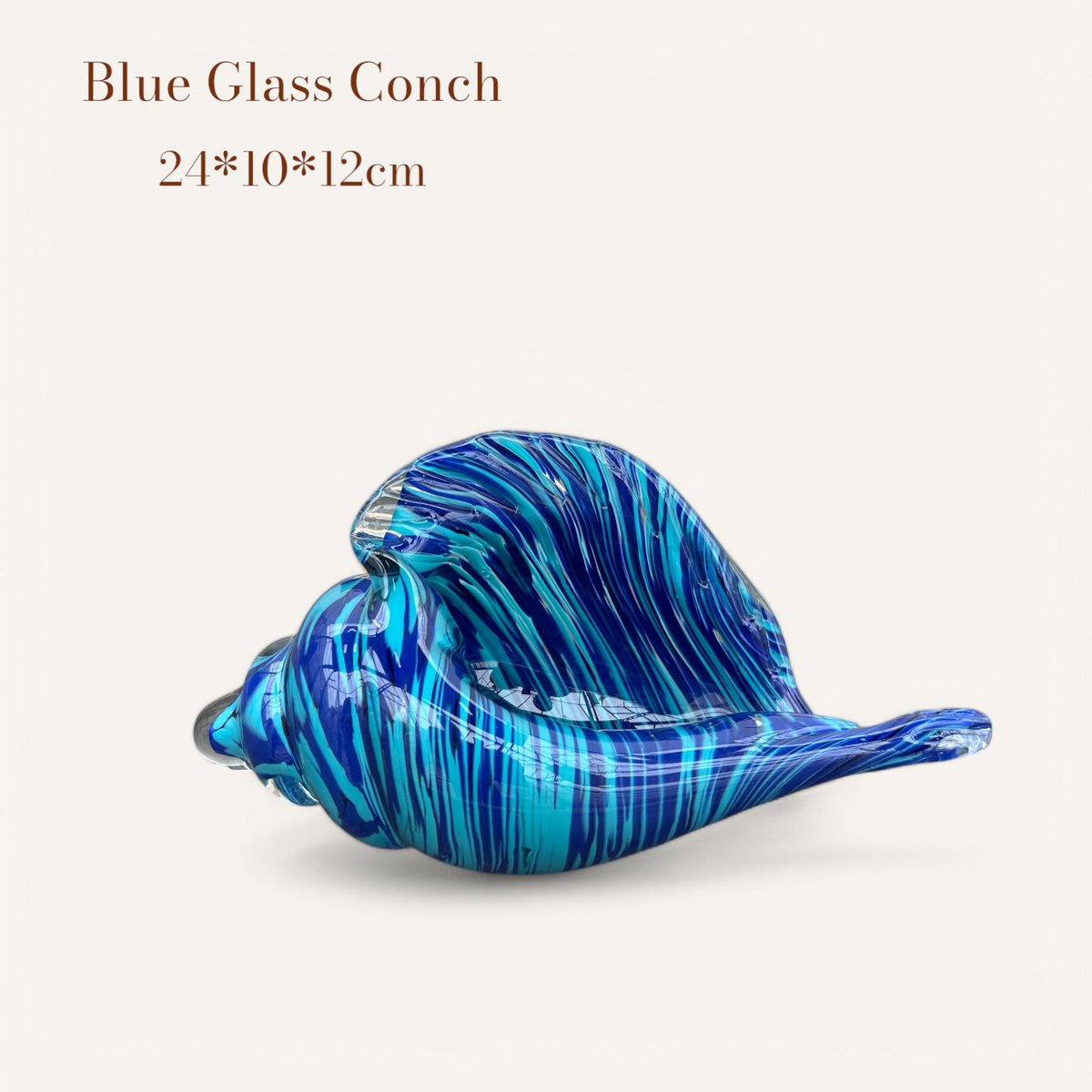 Glazen schelp blauw - 24 cm
