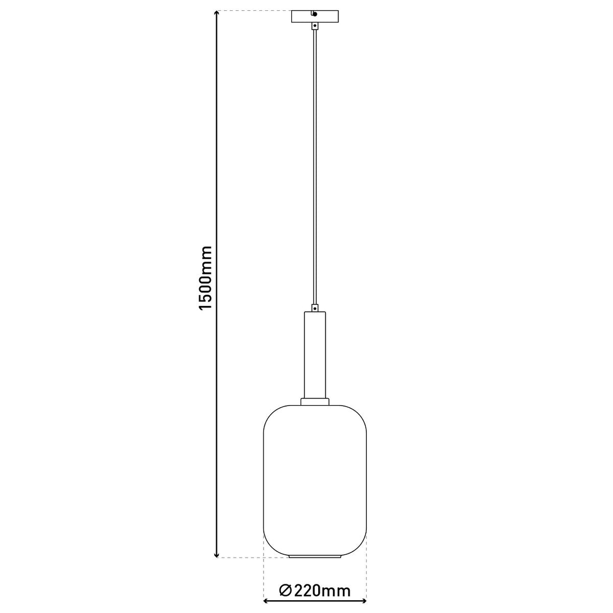Hanglamp Fumo 1-Lichts Zwart - 150 cm (E27)