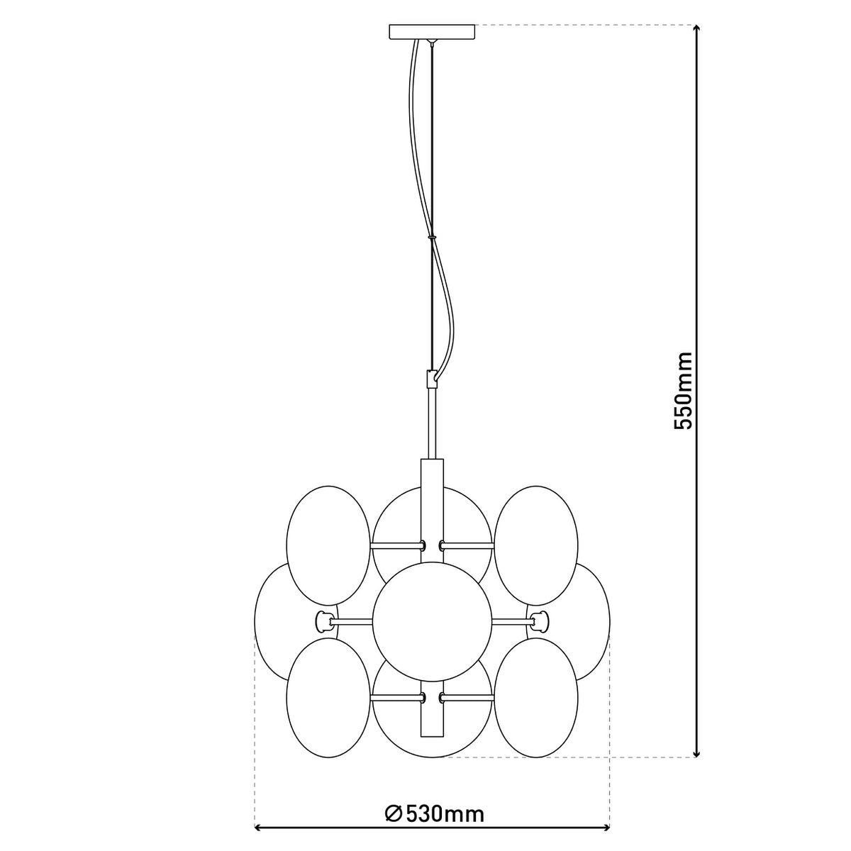 Hanglamp Orion Messing/Amberglas - Ø 53 cm (G9)