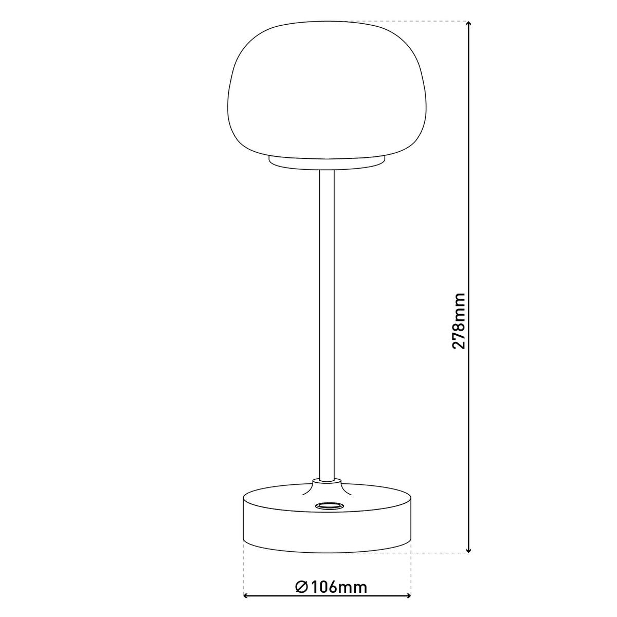LED Acculamp Pina Zwart/Wit Glas - 30 cm