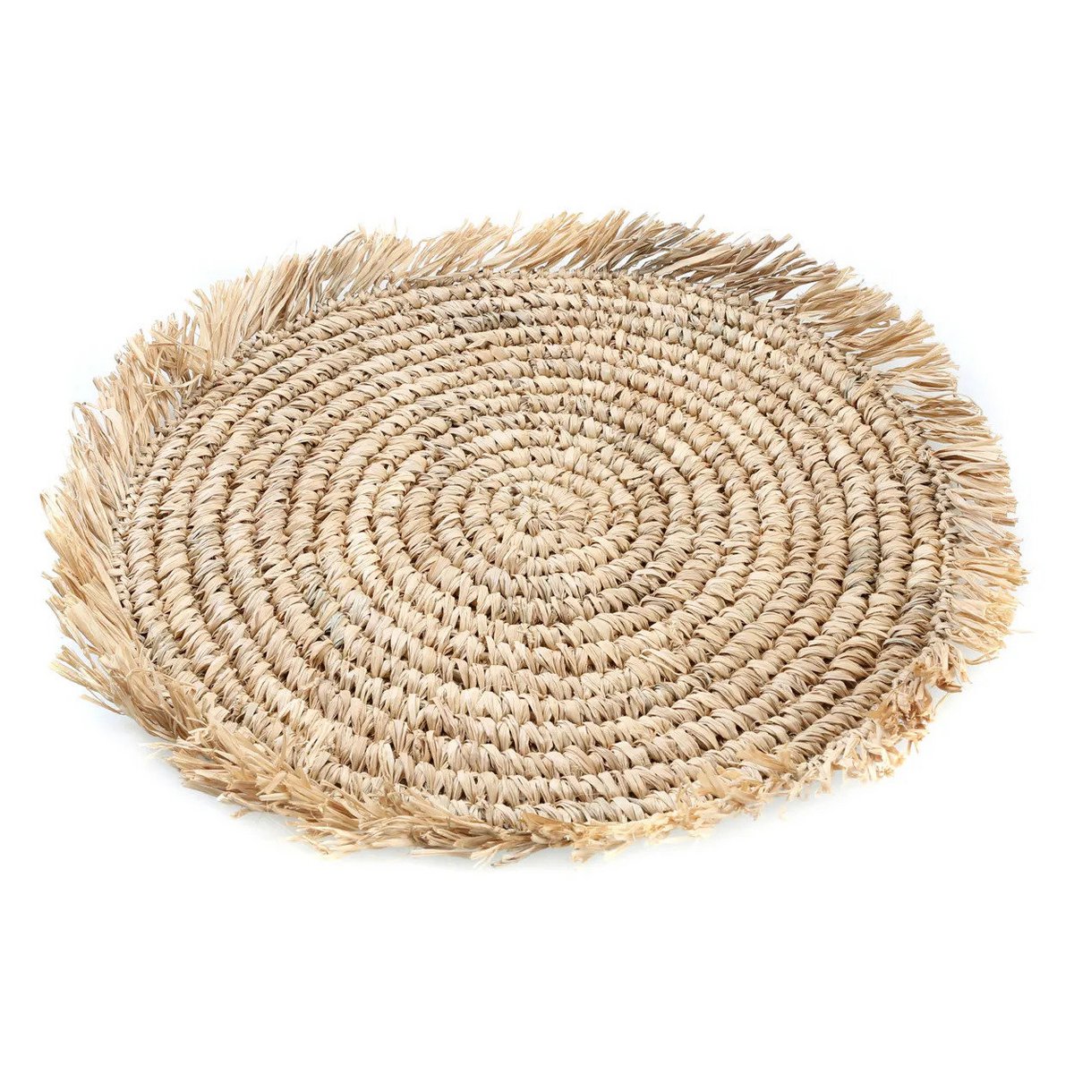 Raffia placemat Fringe rond naturel