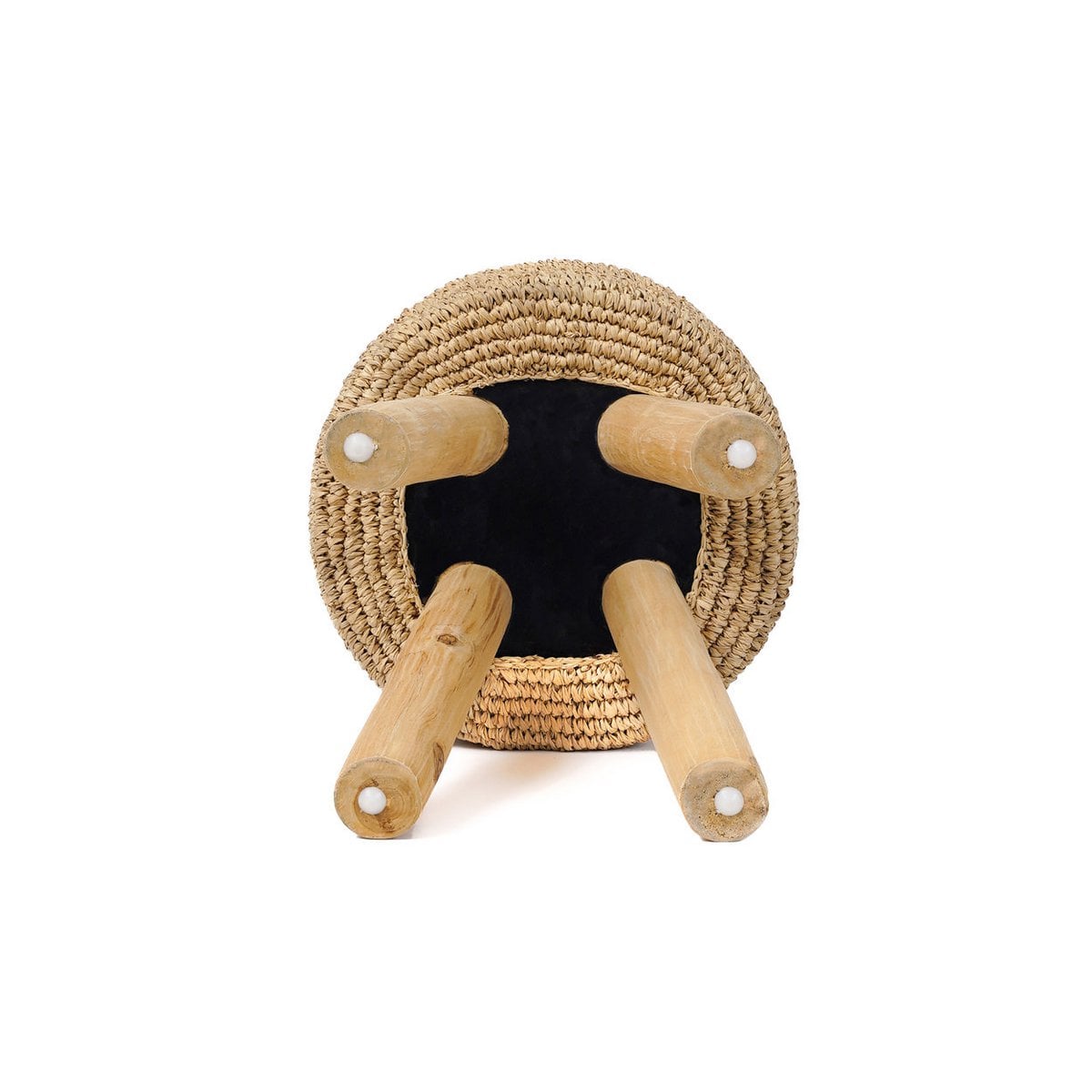 Teak kruk Raffia natuurlijk