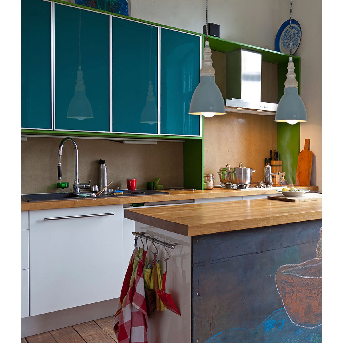 Metalen Hanglamp Delhi Grijsgroen (E27)