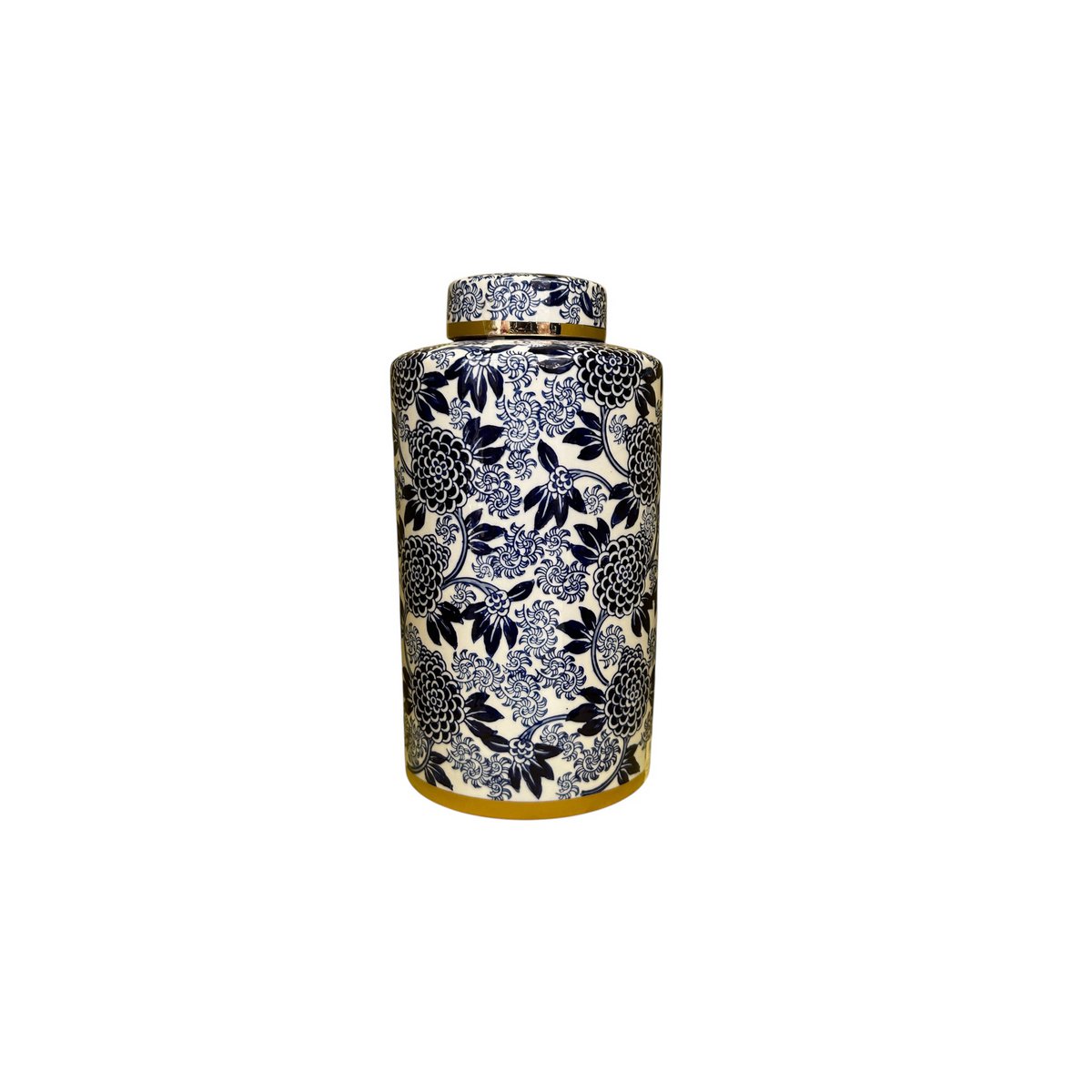 Porseleinen bloemenvaas Aline ginger jar blauw-wit