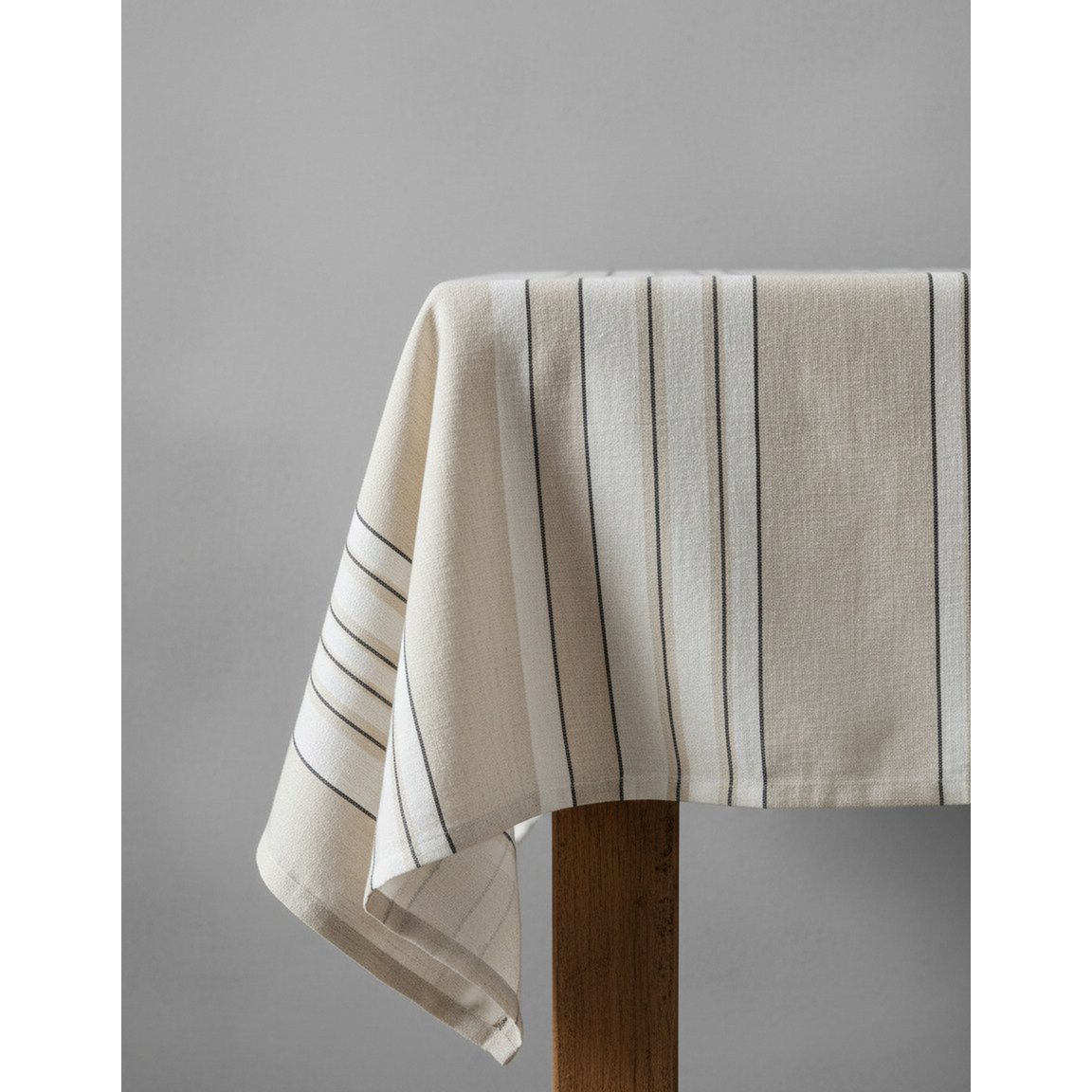 Linnen tafelkleed Provence zwart-wit - 150 x 250 cm