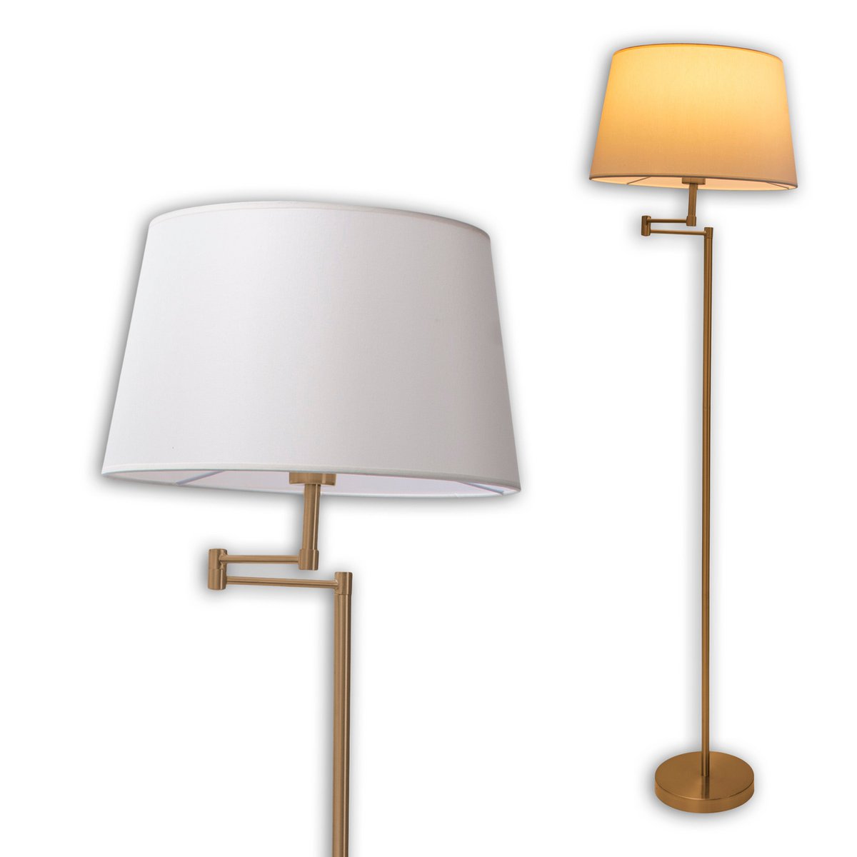 Vloerlamp Bologna Messing Mat/Beige - 158 cm (E27)