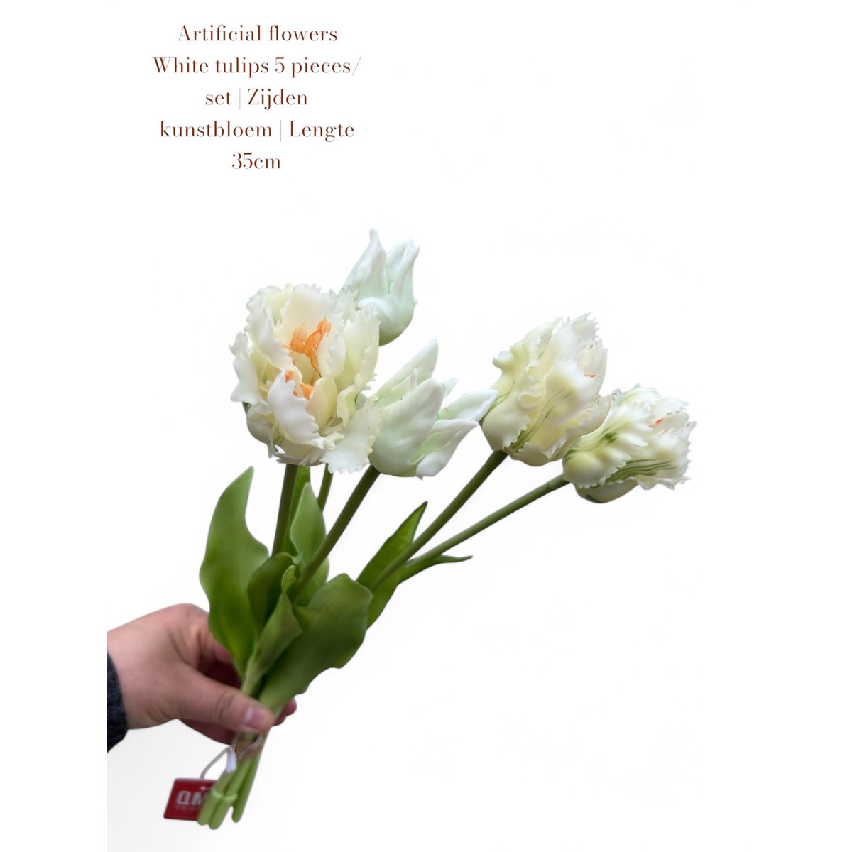 Zijden kunstbloem Tulpen wit (Set van 5) - 35 cm