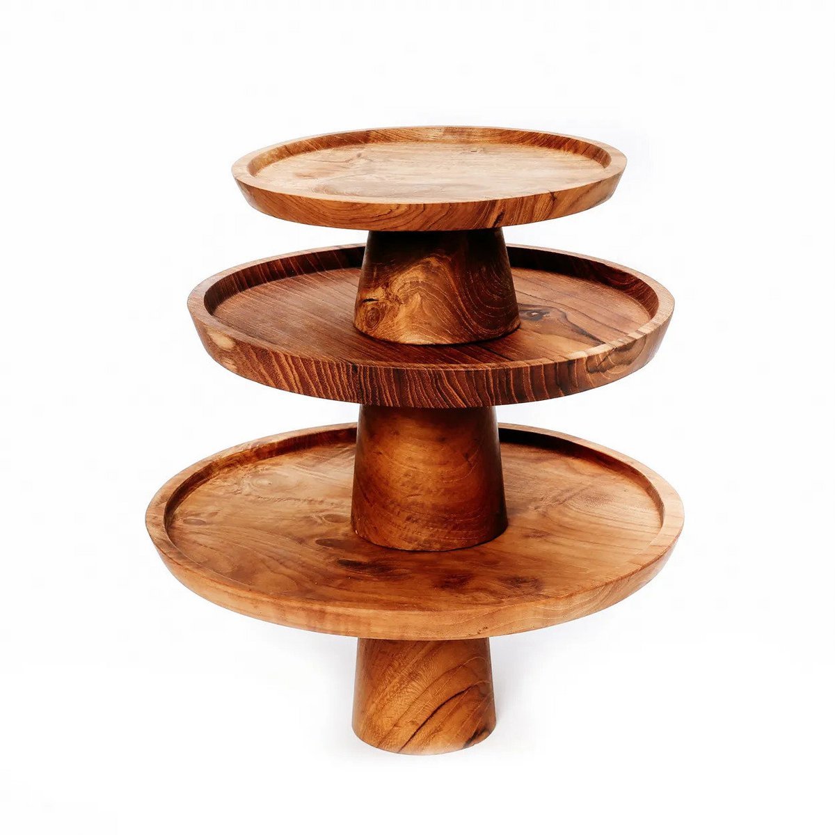 Teakhouten gebaksbord Teak root naturel - 20 cm - OutHome