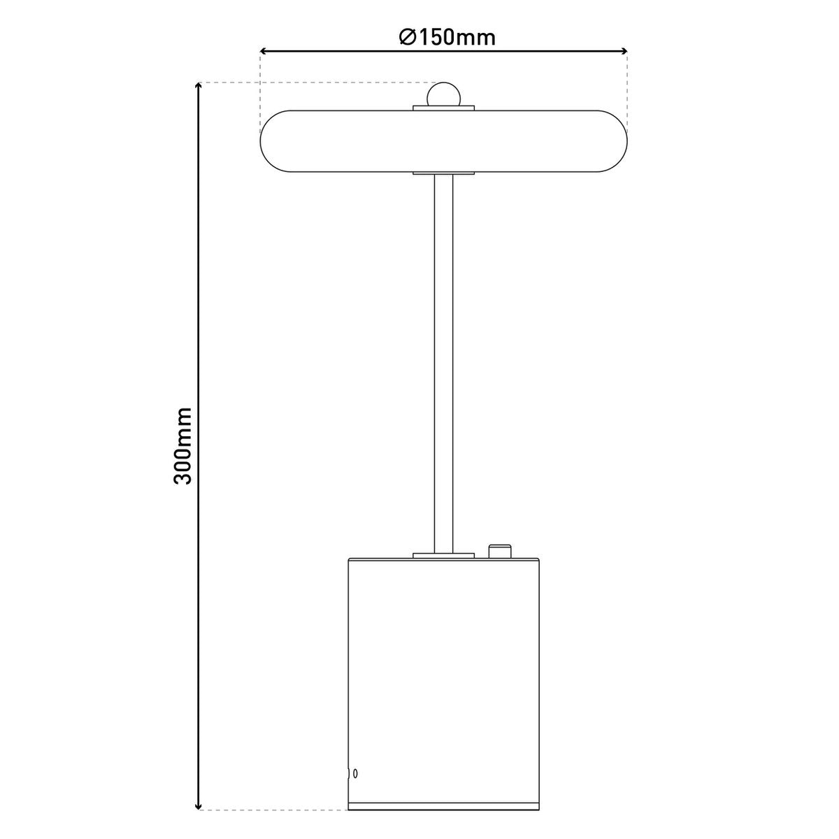 Acculamp Seta Zwart Metaal/Beton - 30 cm