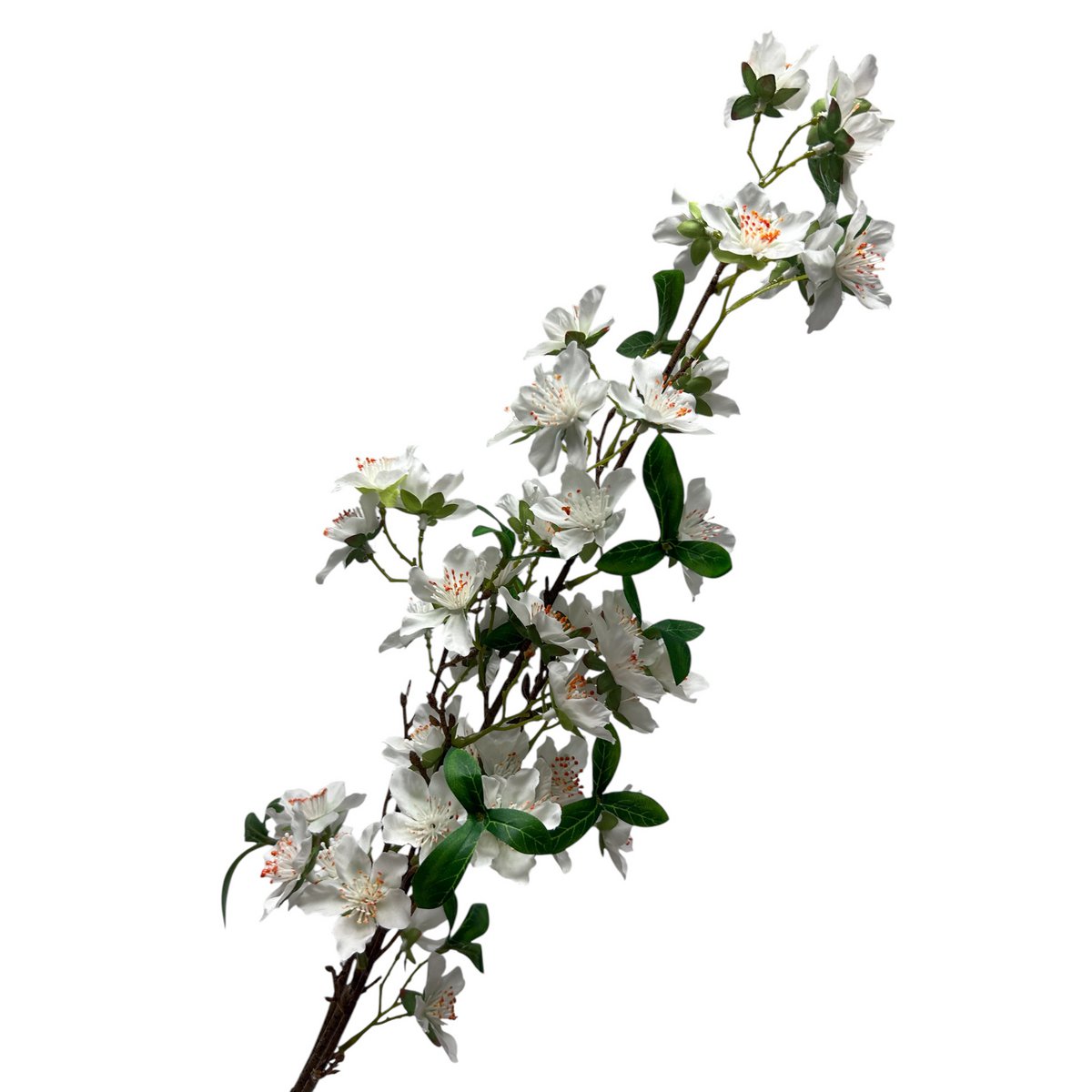 Zijden kunstbloem Prunus persica wit - 110 cm