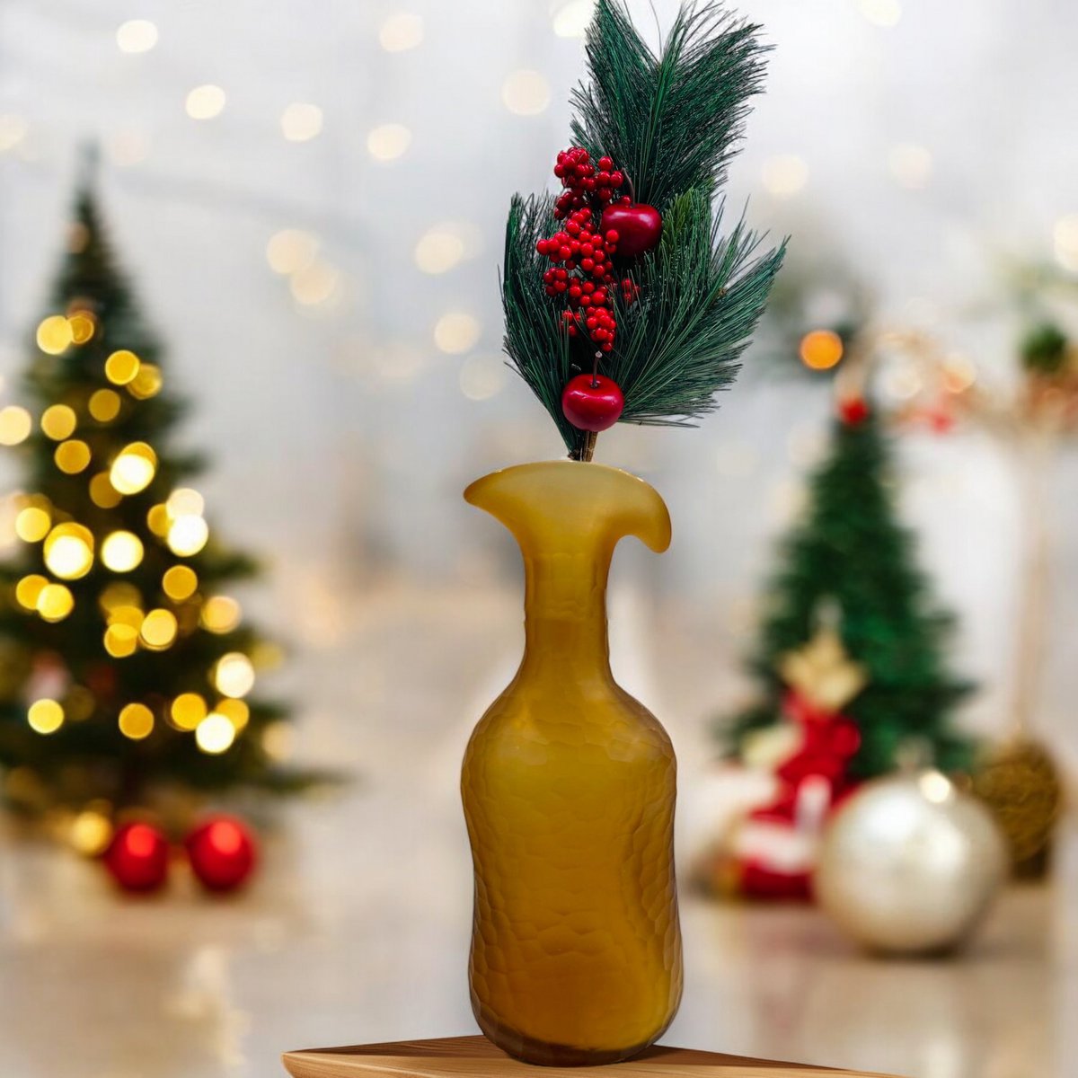 Zijden kunstbloem Appel kerstbloemcombinatie rood/groen