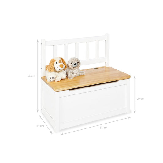 Massief dennen kinderbank Fenna wit/natuurlijk