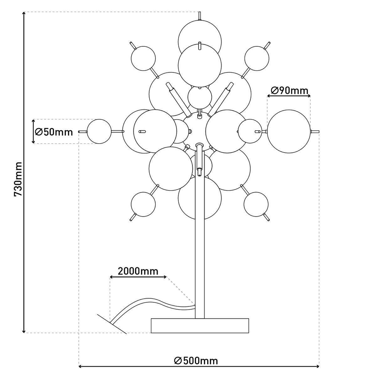 Tafellamp Explosie Chroom - 73 cm (G9)