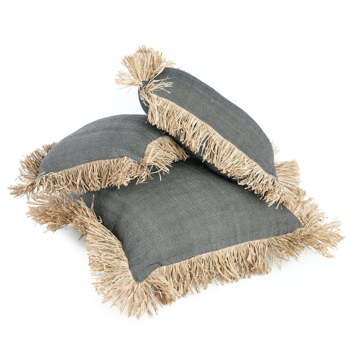 Katoenen kussenhoes Bonita naturel/zwart - 60 cm