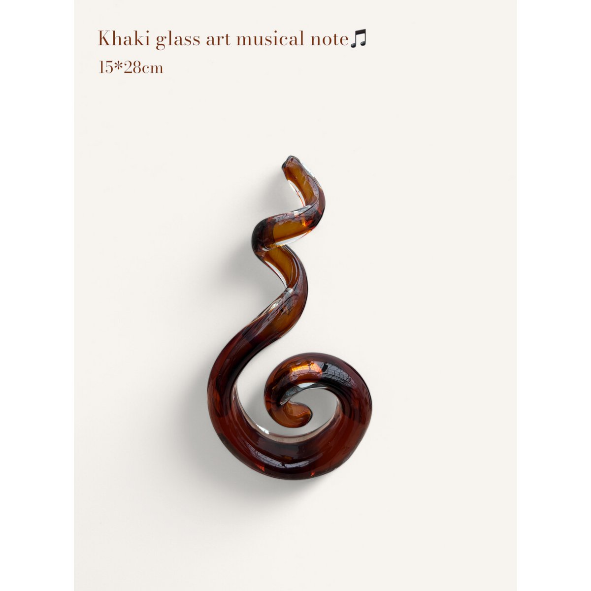 Glazen kunstwerk Musical note kaki - 28 cm