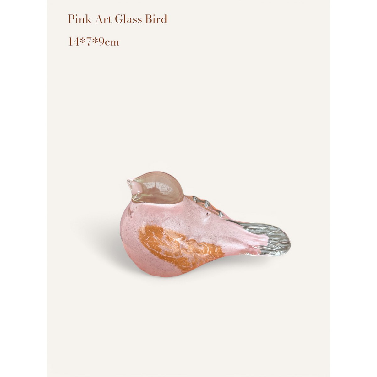 Glazen vogel Kunstglasvogel roze - 9 cm