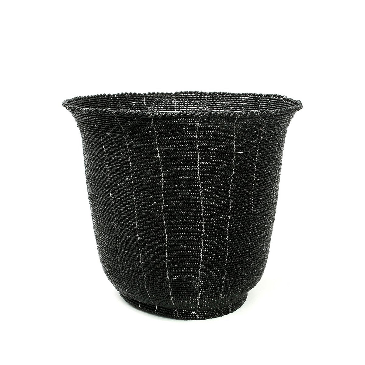 Kralenmand Beaded bowl high zwart - L