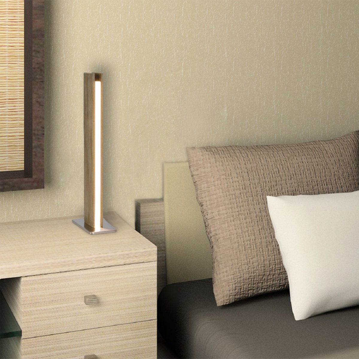 LED Tafellamp Rechte Hout/Kunststof - 51 cm (Dimbaar)