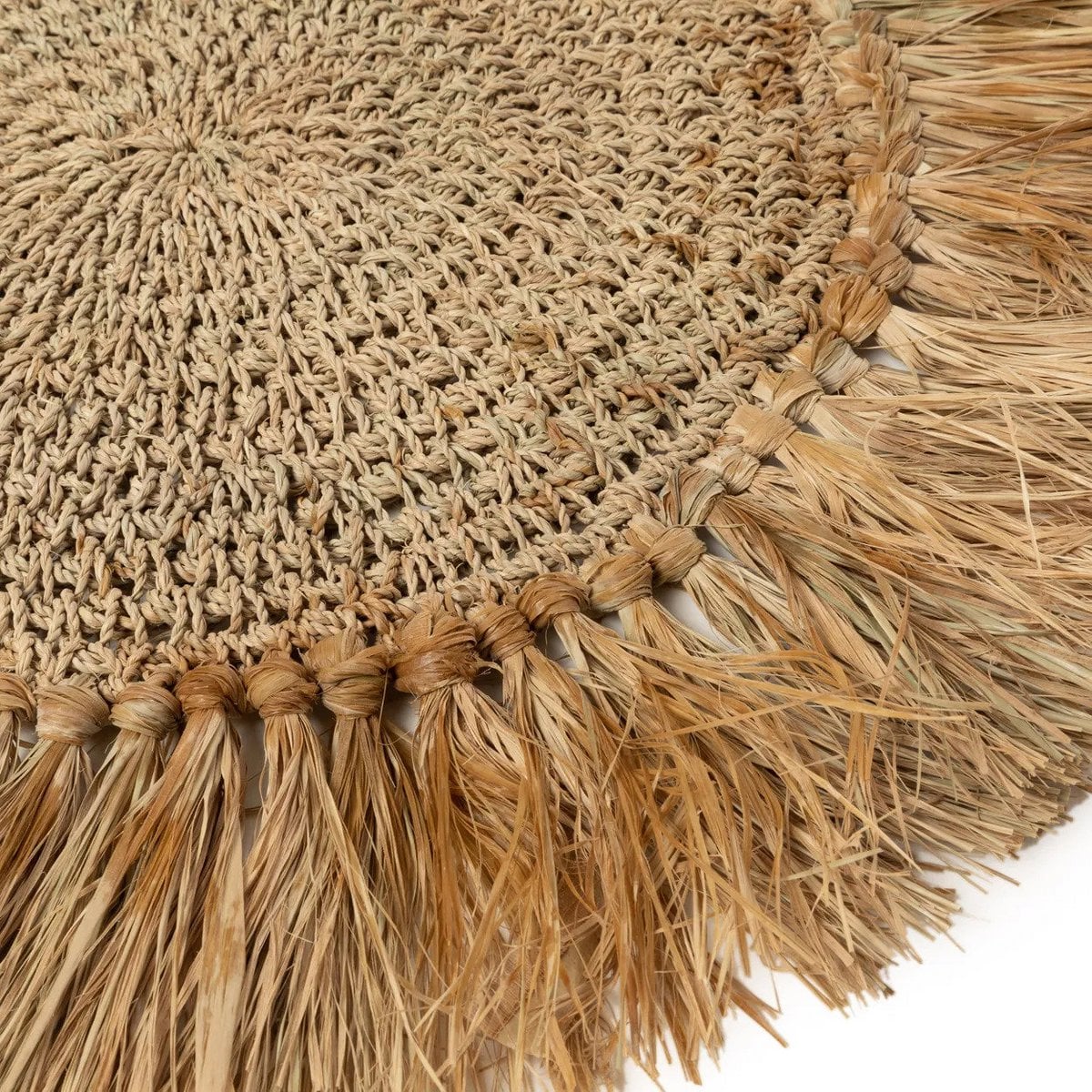 Raffia gehaakte placemat naturel