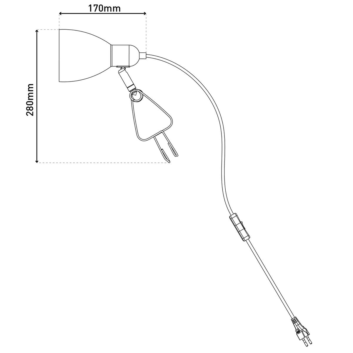 Klemlamp Mara Mat Zwart - 28 cm (E14)