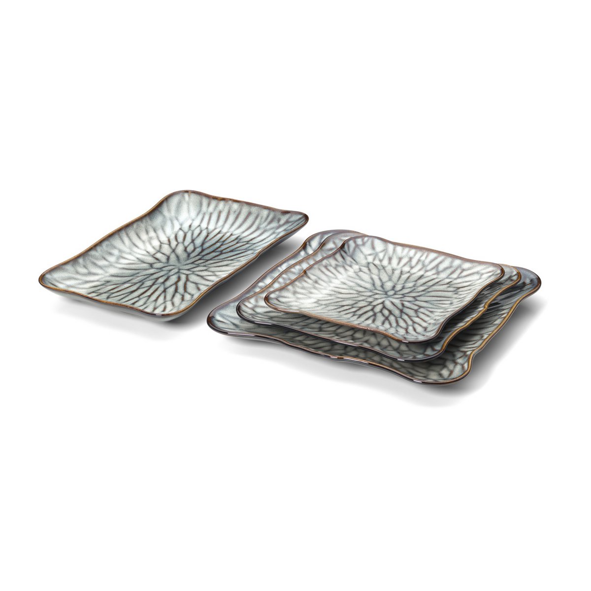 Porseleinen bord Lotus ice square grijs bruin - L
