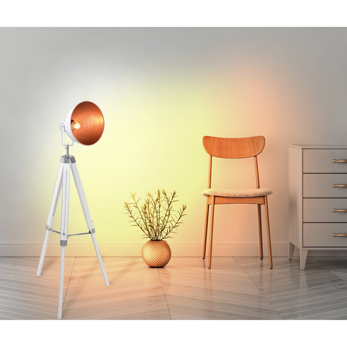 Vloerlamp Christie Driepoot Wit/Hout - 130 cm (E27)