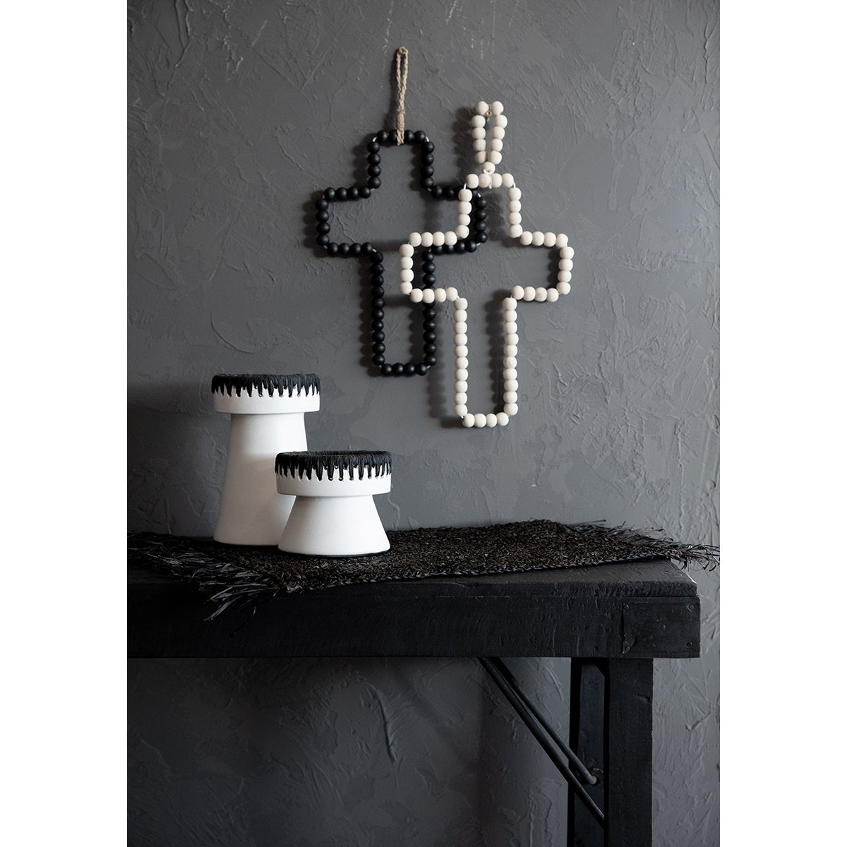 Raffia placemat Rechthoekig zwart