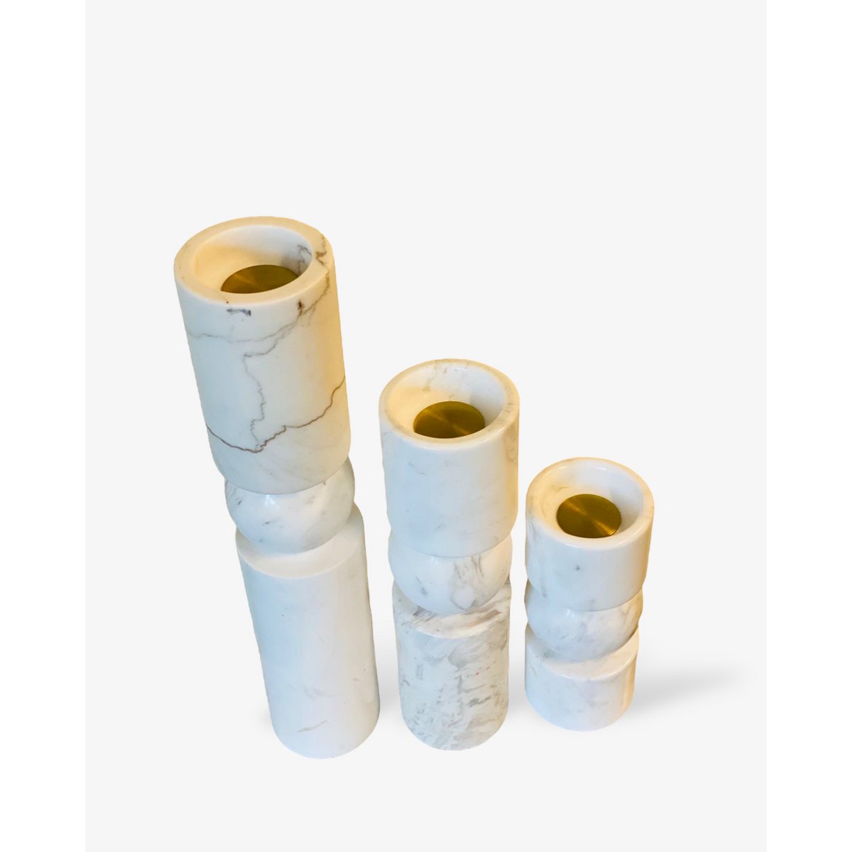 Marmeren kandelaar Marble wit - 19,5 cm