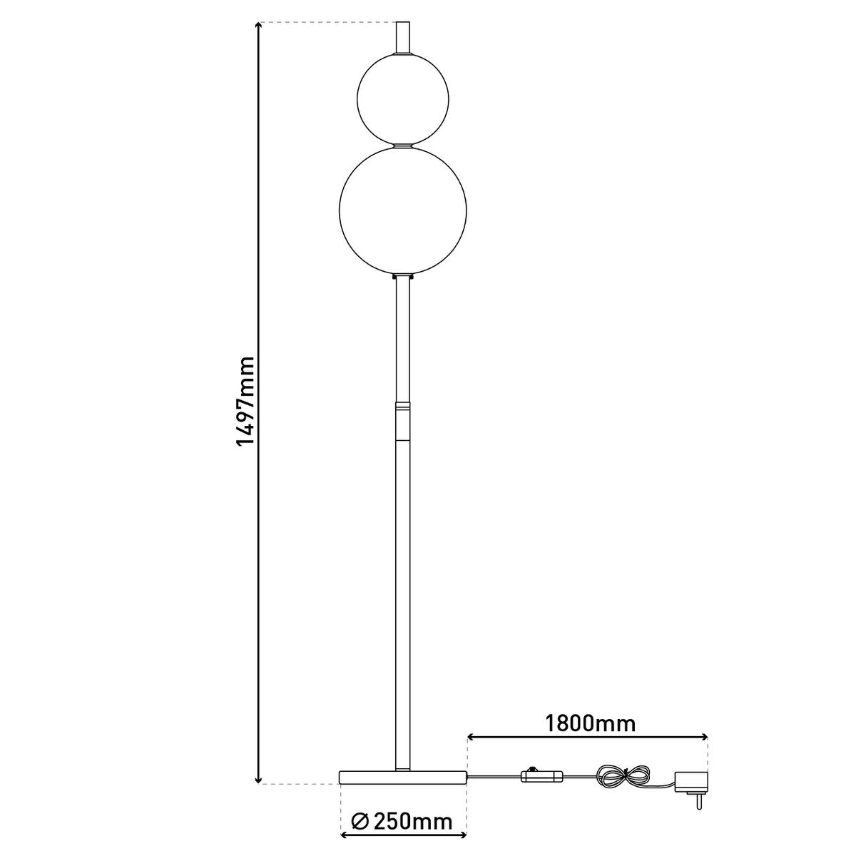 LED Vloerlamp Nova Dimbaar Chroom/Rookglas - 150 cm