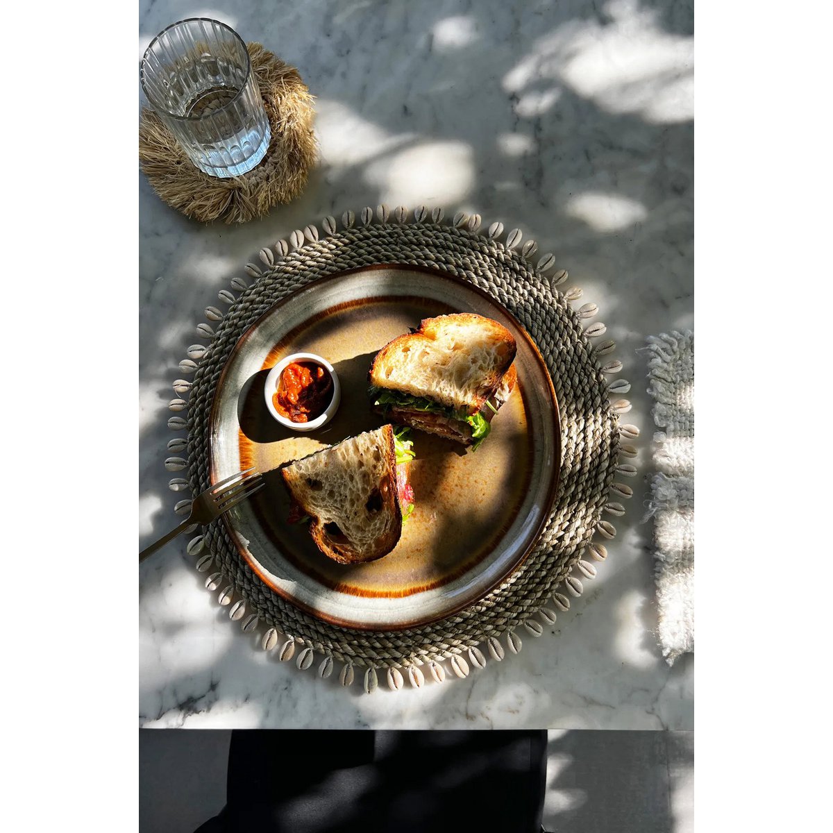 Zeegras placemat Shell naturel