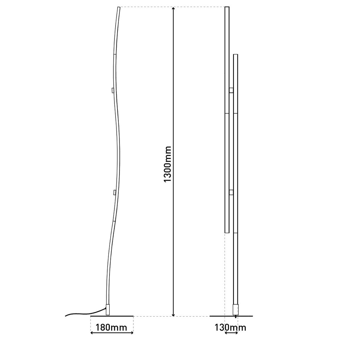 LED Vloerlamp Onda Zwart - 130 cm