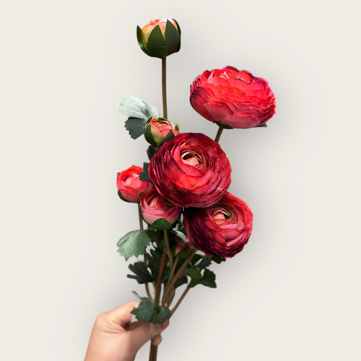 Kunstbloemen Ranonkels rood - 55 cm