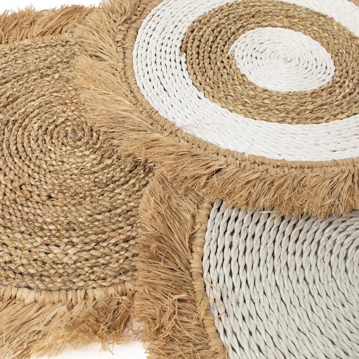 Raffia placemat Seagrass wit naturel - 45 cm