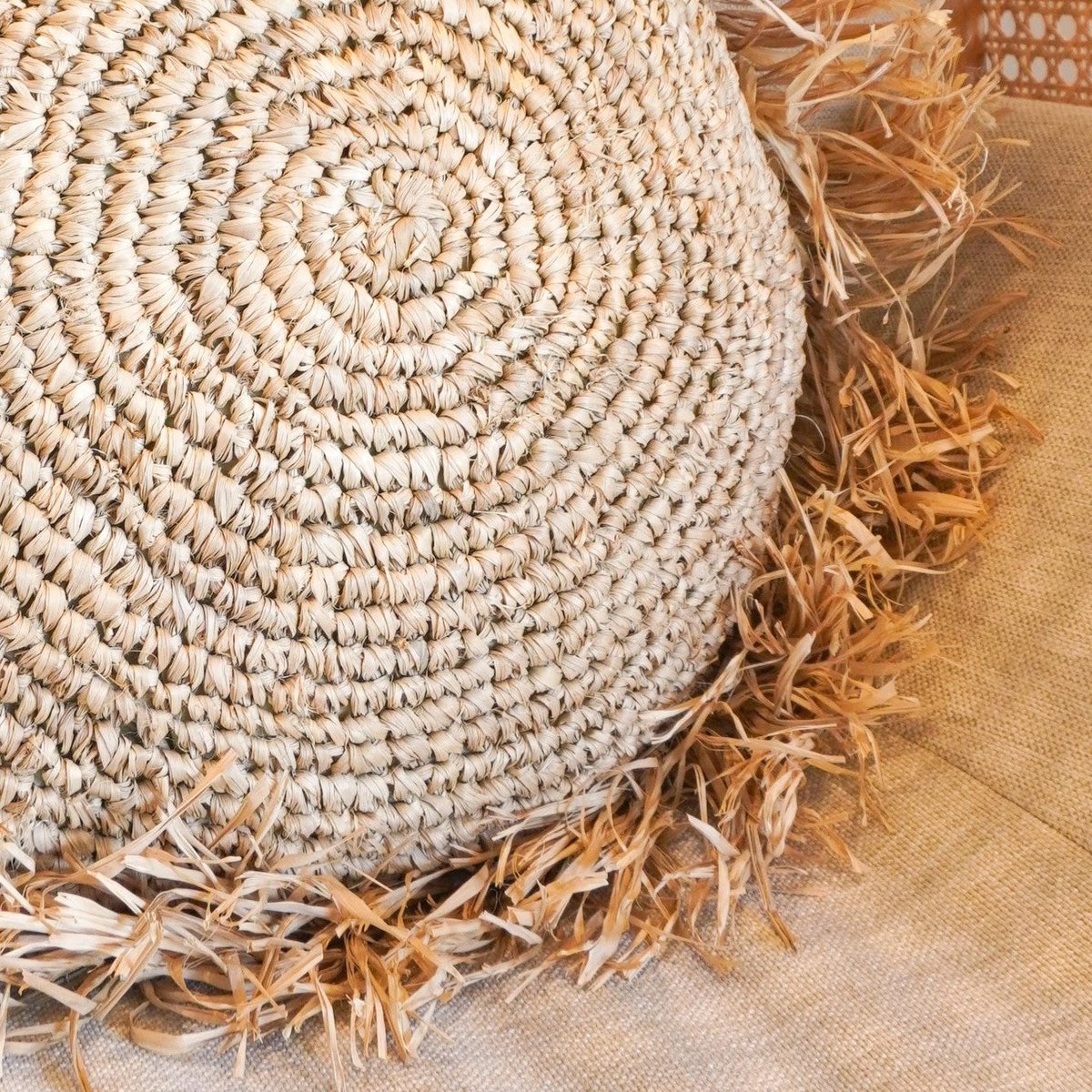 Sierkussen Tarakan Raffia Rond - Ø 40/50 cm