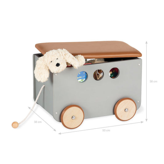 Speelgoedkist op wielen Jim grijs - OutHome