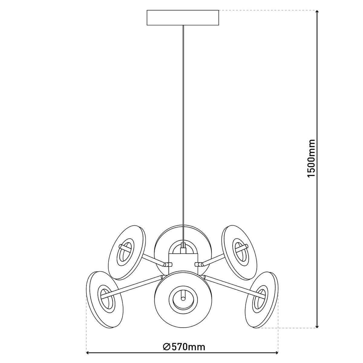 LED Hanglamp Discus Zwart/Wit - Ø 57 cm