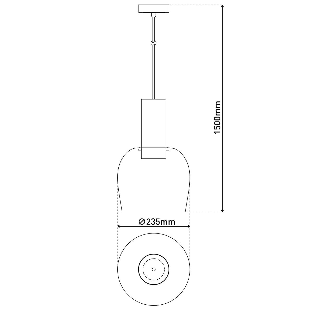Hanglamp Funda 1-Lichts Amberglas/Messing - Ø 23,5 cm (E27)