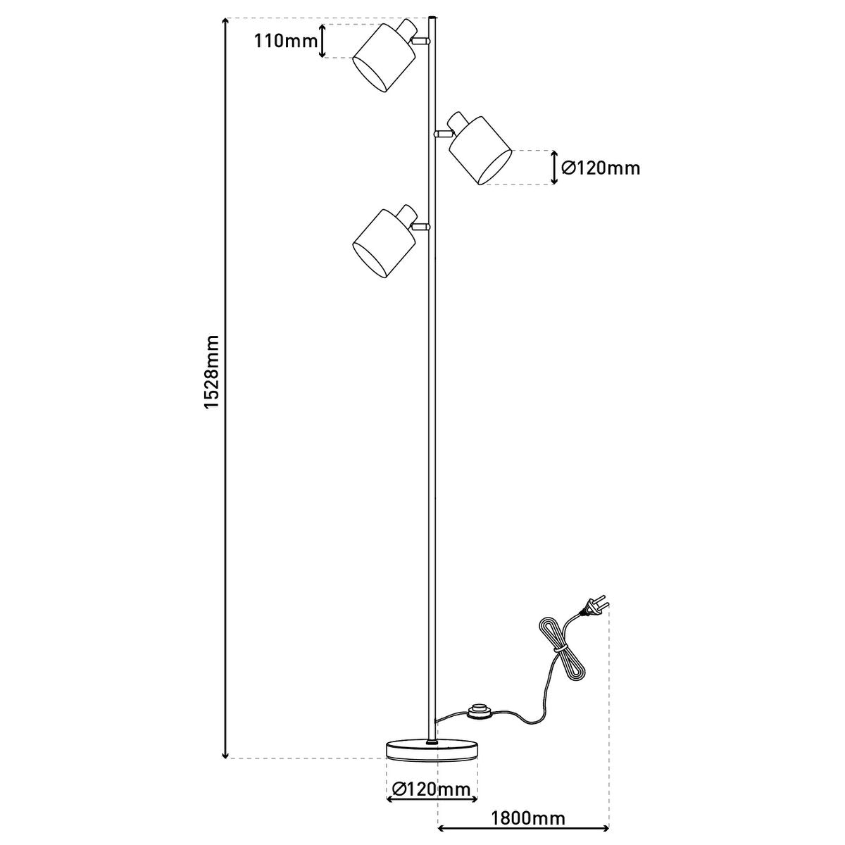 Vloerlamp Maron Satijn/Bruin - 153 cm (E14)