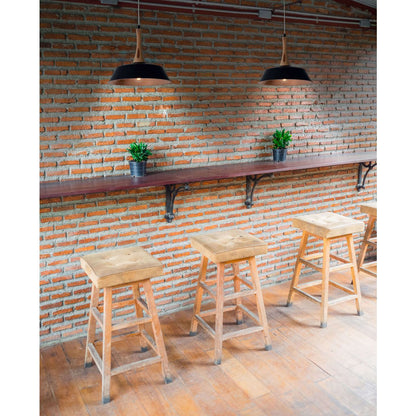 Hanger lamp "culum" Ø 36 cm gemaakt van metaal in zwart en koper, met hout, E27 - OutHome