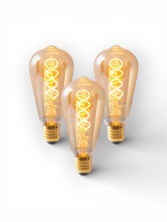 LED-lampenset Dilly (3-delig) - E27, 4W, Amberglas (Ø 6,4 cm)
