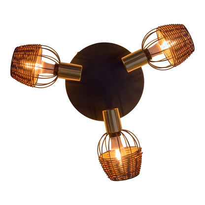 Plafondlamp Corbis 3-Lichts Zwart/Rotan - Ø 38 cm (E14)