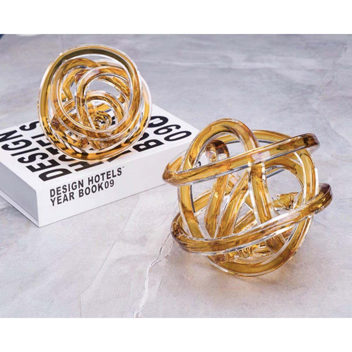 Glazen knoop Knoop geel - 11 cm