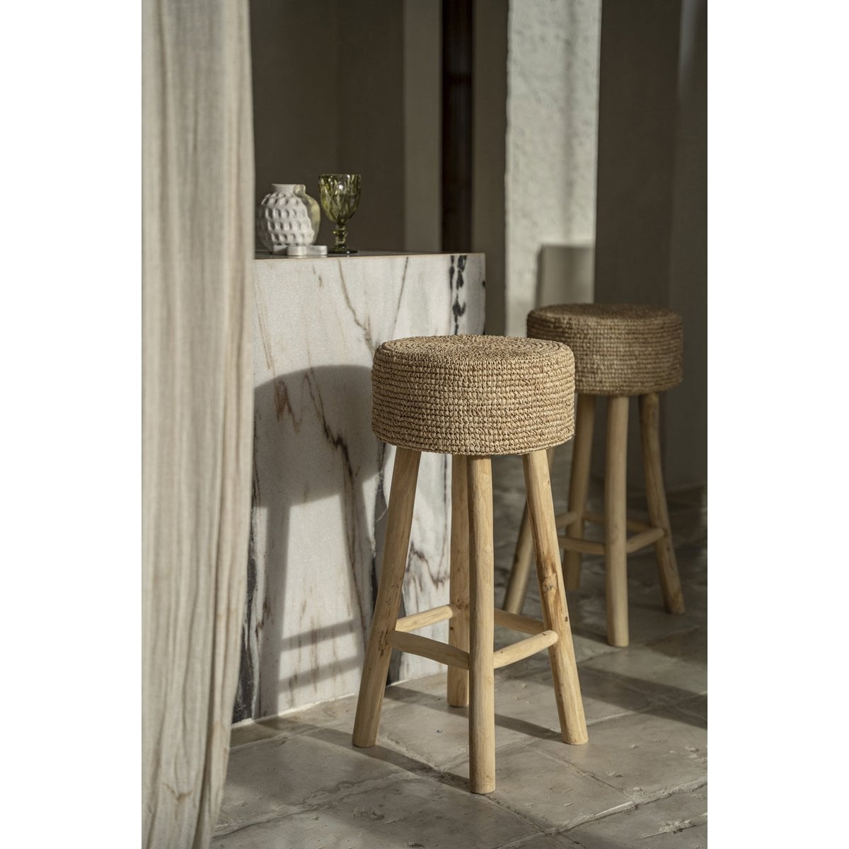 Raffia barkruk naturel