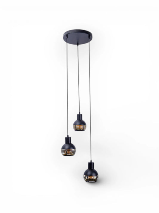 Hanglamp Casco 3-Lichts Zwart/Goud (E27)