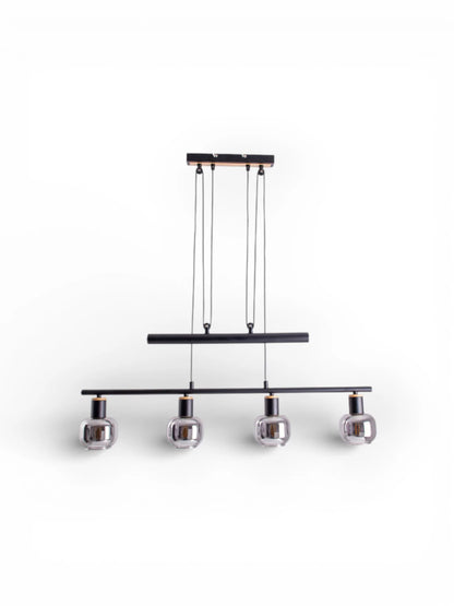 Hanglamp Fumoso 4-Lichts Zwart Rookglas - 78 cm (E14)