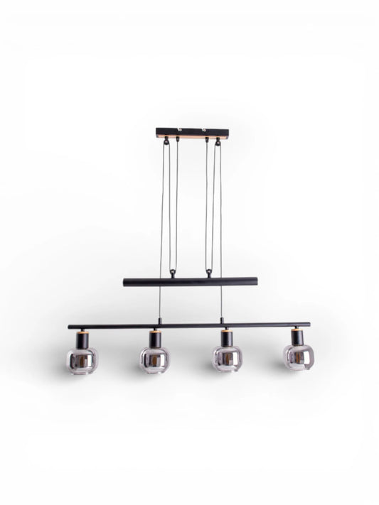 Hanglamp Fumoso 4-Lichts Zwart Rookglas - 78 cm (E14)