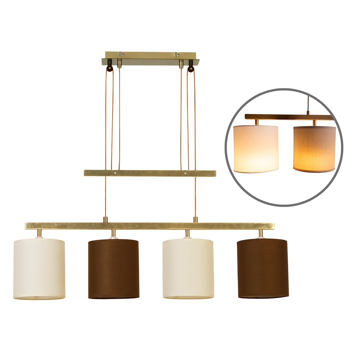 Hanglamp Tilde 4-Lichts Bruin/Beige - 86 cm (E27)