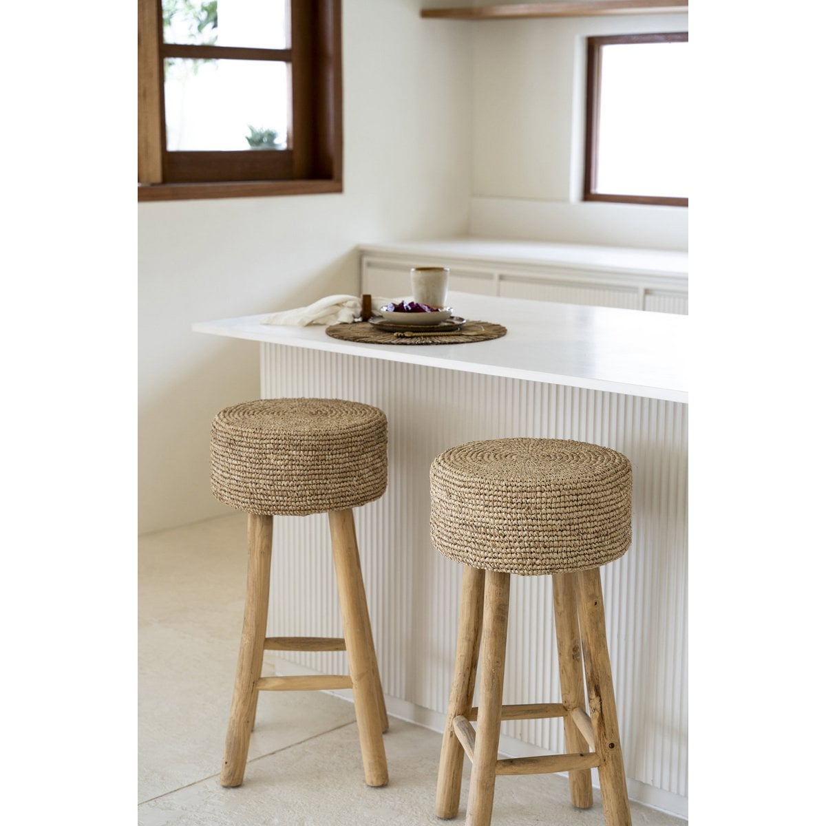 Raffia barkruk naturel