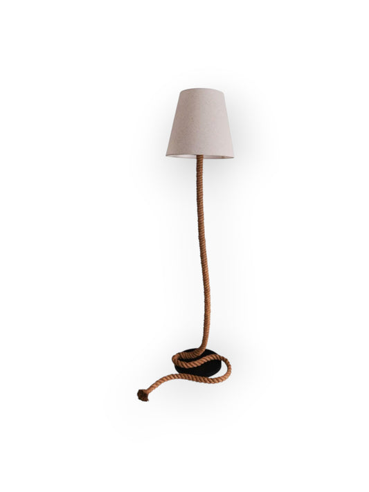 Staande lamp "touw" gemaakt van metaal, plastic, jute en textielmateriaal in de natuur, met E27 - versie, verlichting voor woonkamer, eetkamer of kantoor, 165 cm hoog - OutHome