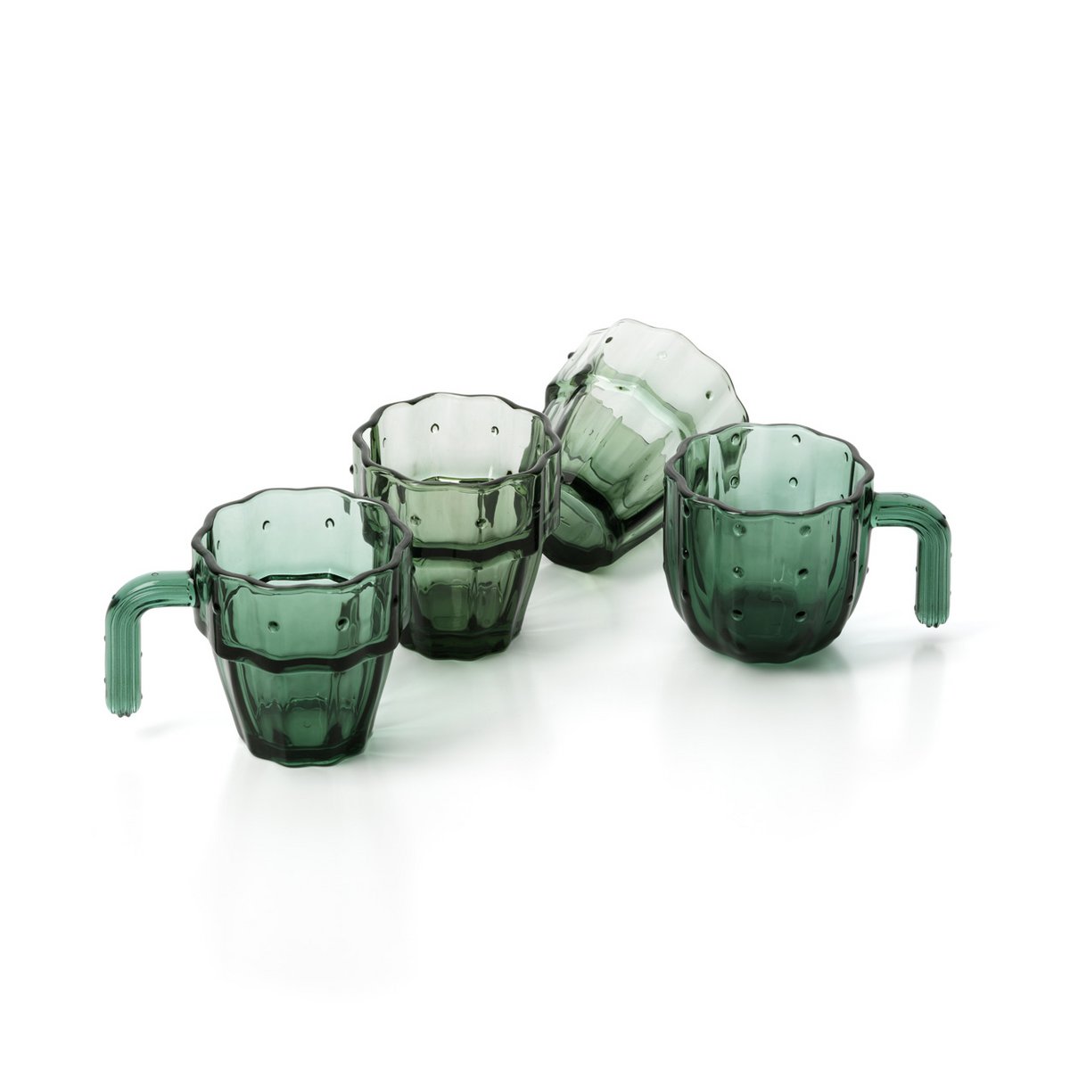 Glazen drinkglas Stack-a-Cactus groen (Set van 4)
